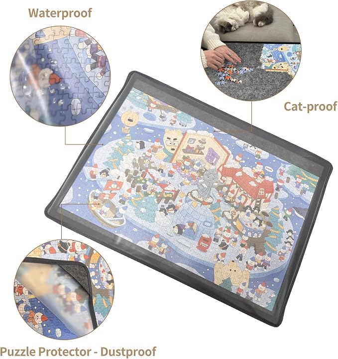 1000 Pieces Puzzle Board, 31.5x23.6 Felt Puzzle Storage Mat | Features a - Image 3