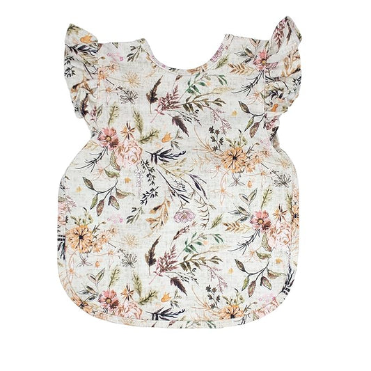 BapronBaby Flutter Delilah Floral Bapron - No Neck Tie Safer Bib for Baby & Toddler - Soft Waterproof Stain Resistant - Machine Washable - Sz Preschool 3-5yrs