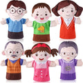 6 Pcs Family Hand Puppets 10 Inch Grandparents, Mom & Dad, Brother & Sister by ZJoey