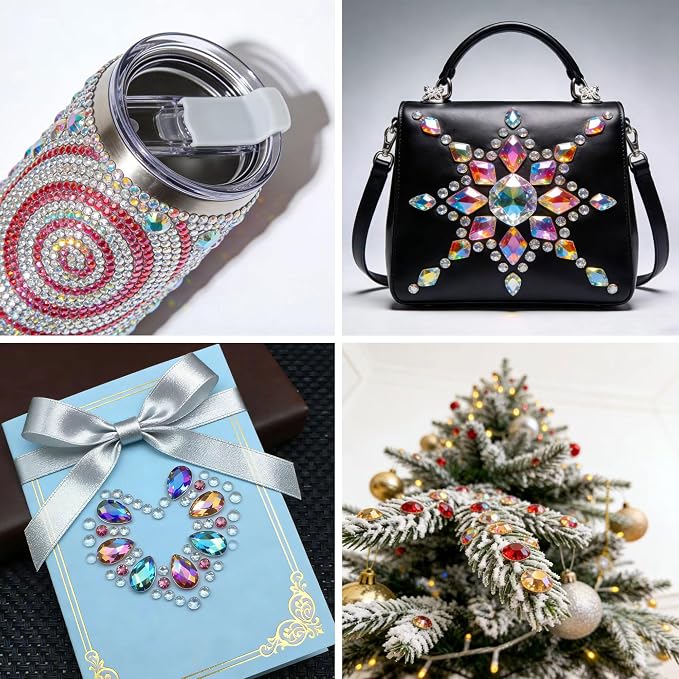1200 Pcs AB Rhinestones for Bedazzling, Rainbow Effect Craft Gems for Crafting - Image 4