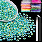 1500pcs 6mm Resin Rhinestones Bulk, Dark Green AB Flatback Round Jelly by BELLEBOOST