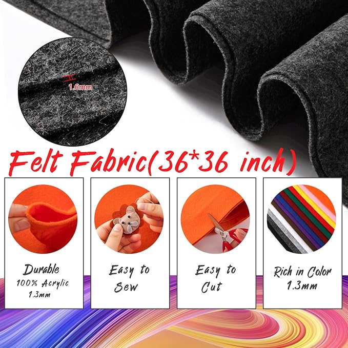 HaoFeijh Grey Felt Fabric 36" x 36", 1.4mm Thick Soft Felt Fabric Sheet - Image 2