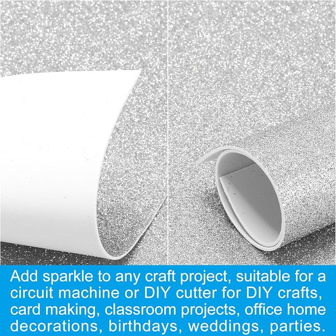 PATIKIL Silver Tone Shiny EVA Glitter Foam Sheet 11 x 8 Inch 2mm Thick Sparkle - Image 5