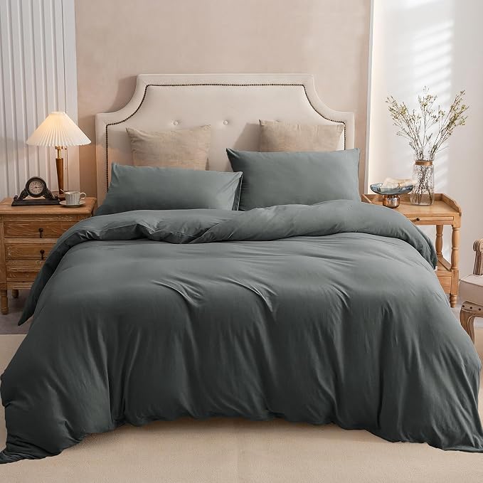 PURE ERA Jersey Knit Duvet Cover Set 100% T-Shirt Cotton Super Soft Comfy 3pc - Image 5