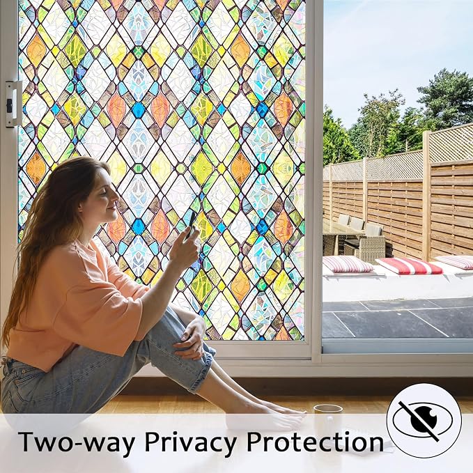 Window Privacy Film, Static Cling Stained Glass Window Film Decorative - Image 3
