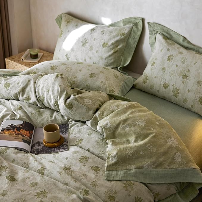 mixinni Yarn-Dyed Jacquard Duvet Cover Queen, Soft Breathable Double Layer Gauze - Image 9