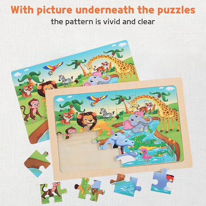 Puzzles for Kids Ages 4-6, 4 Packs 24 Piece Wooden Jigsaw Puzzle for Toddlers - Image 4