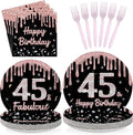 96 Pcs 45th Birthday Party Decorations Rose Gold and Black Happy 45th Birthday by Greencian