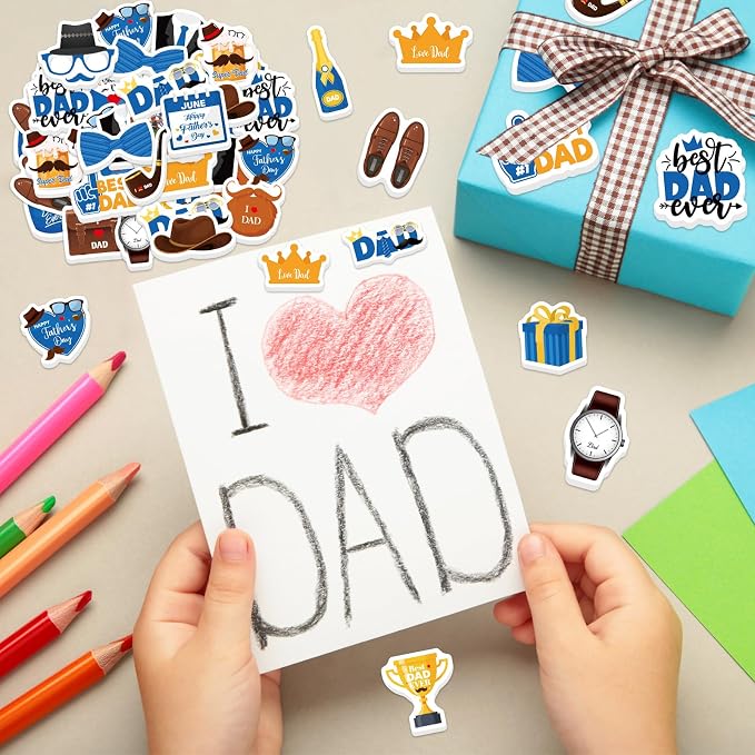 300Pcs Father's Day Foam Stickers, Cute Beard Tie Dad Foam Sticker Self - Image 2