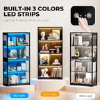 BROTTAR Display Cabinet with Glass Doors, 4-Tier Curio Cabinet with 3 Color - Image 3