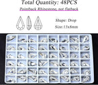 48Pcs Point Back Glass Rhinestones, 13 * 8MM Drop Shape Faceted Rhinestones - Image 2