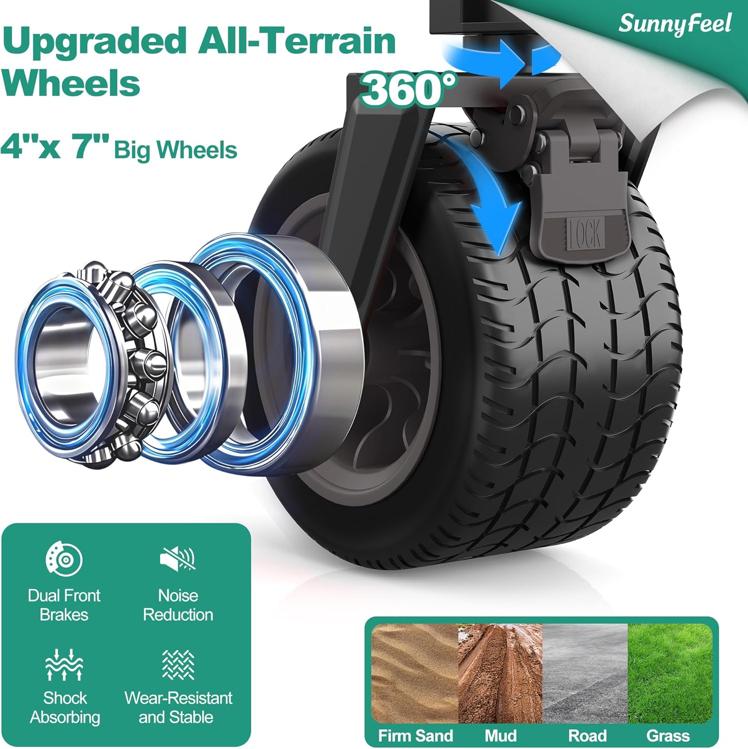 SUNNYFEEL Double Decker Wagon, Collapsible Outdoor Utility Wagon Cart 500LB Capacity Adjustable Handlebar,Foldable Wheels Stable Durable Oxford Fabric for Shopping Garden Camping (Black, Double Deck)