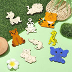 45 Pcs 9 Styles Unfinished Animal Wood Cutouts Cute Horse Lion Bear Wooden - Image 6