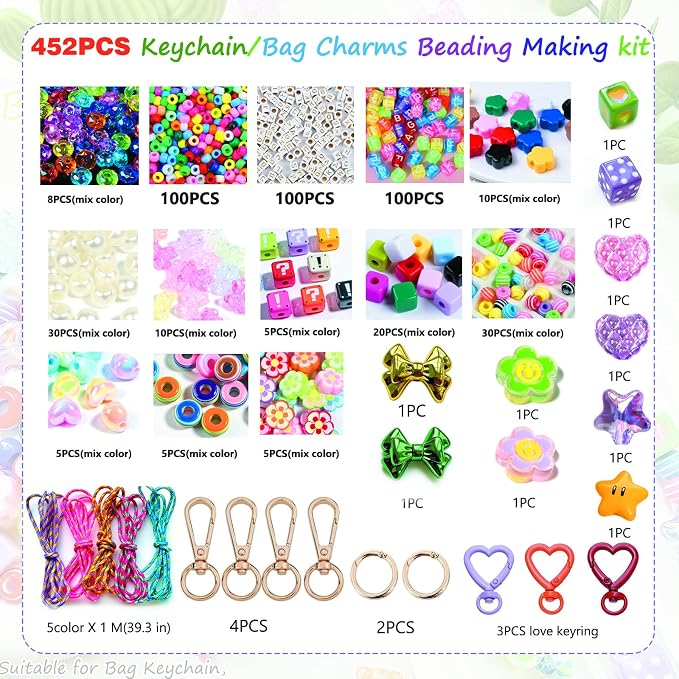 BOAJUNWU 452PCS Beaded Keychain Making Kit - Image 7