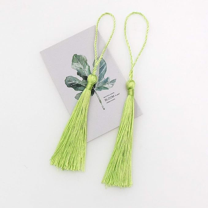 VAPKER 100 Pieces Light Green Color 13cm/5-Inch Silky Handmade Soft Tassels - Image 3