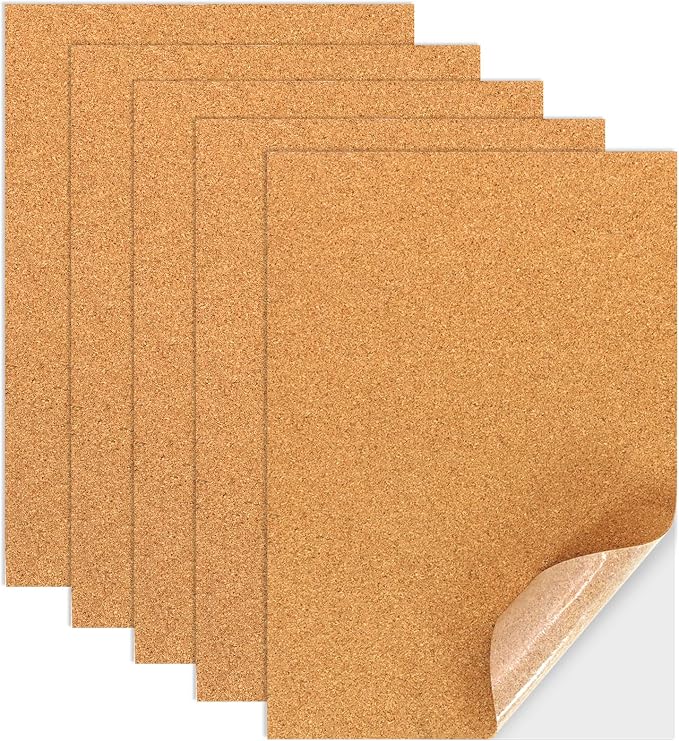 5 PCS Self Adhesive Cork Sheets 8.26×11.8 Inch×1mm | Cork Backing Sheets by yeloumiss