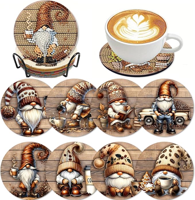 Clendo 8 Pcs 5D Diamond Art Coasters Kits by Clendo