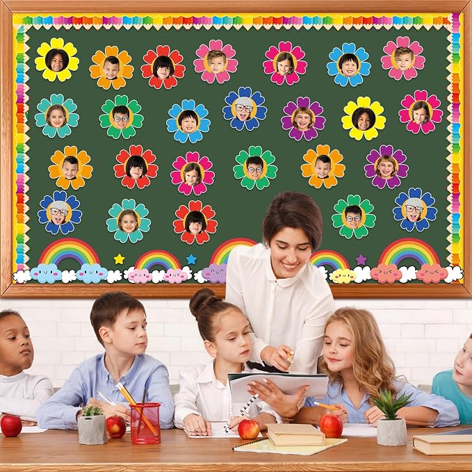 160Pcs Colorful Flower Cutouts Back to School Bulletin Board Decoration Set - Image 5