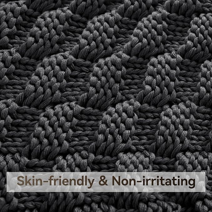 Knitted Weighted Blanket for Adult, No Beads Heavy Blanket 60” x 80'' 20lbs - Image 4