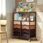 Rolling Cart with 8 Drawers, Storage Drawer Cart with Wooden Tabletop, Lockable - Image 7