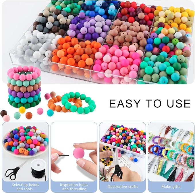 150Pcs Silicone Beads 15mm Mix Color, Bulk Silicone Beads 15mm - Image 4