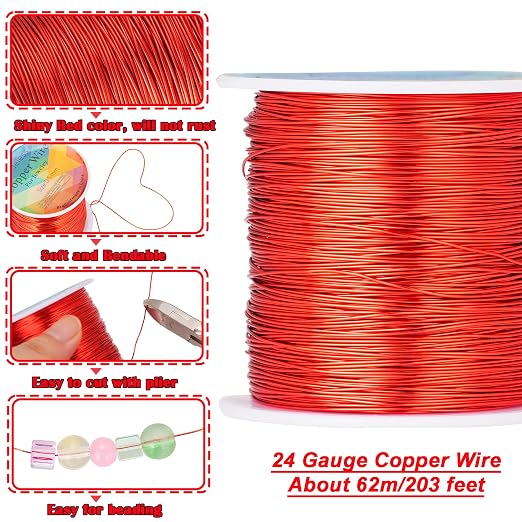 203 Feet Tarnish Resistant Copper Wires 24 Gauge/0.5mm Jewelry Craft Wires - Image 2