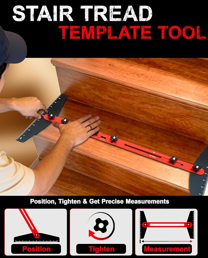 Stair Tread Template Tool, 8-60 inches Solid Aluminum Stair Tread Jig - Image 2
