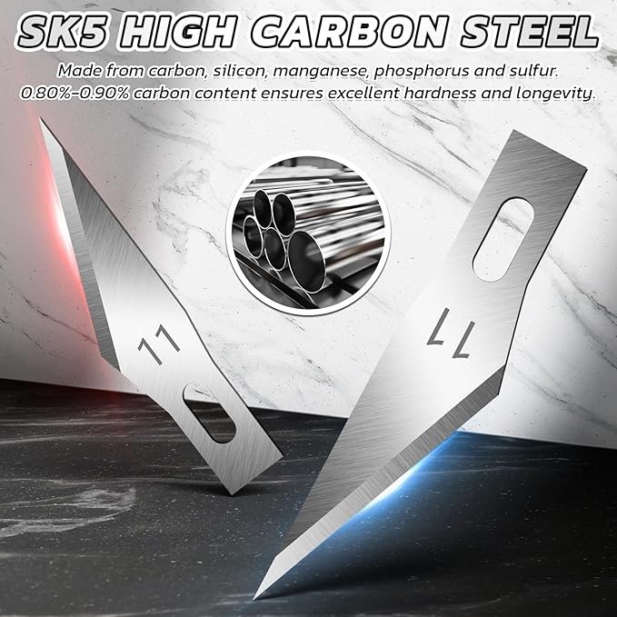 DIYSELF 50 PCS Exacto Knife Blades, High Carbon Steel 11 Blades Refill Art Blade - Image 3