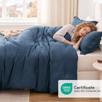 Love's cabin Navy Blue Full Comforter Set, 3-Piece Prewashed Bed Set - Image 5