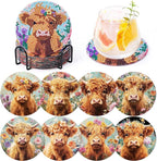 Highland Cow Diamond Art Painting Coasters Kit by GOHDODD