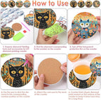 ijbnhd 8 PCS Diamond Art Coasters Kit Cat Diamond Painting Coasters | Cat - Image 6