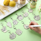 RattanView 24 Pcs Sukkot Crafts Color Your Own Keychains Diy Craft Wooden Blank - Image 4