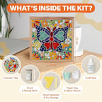 E2CTiles Butterfly & Flowers Mosaic Art Kit, DIY Ceramic Tile Craft Set | - Image 2