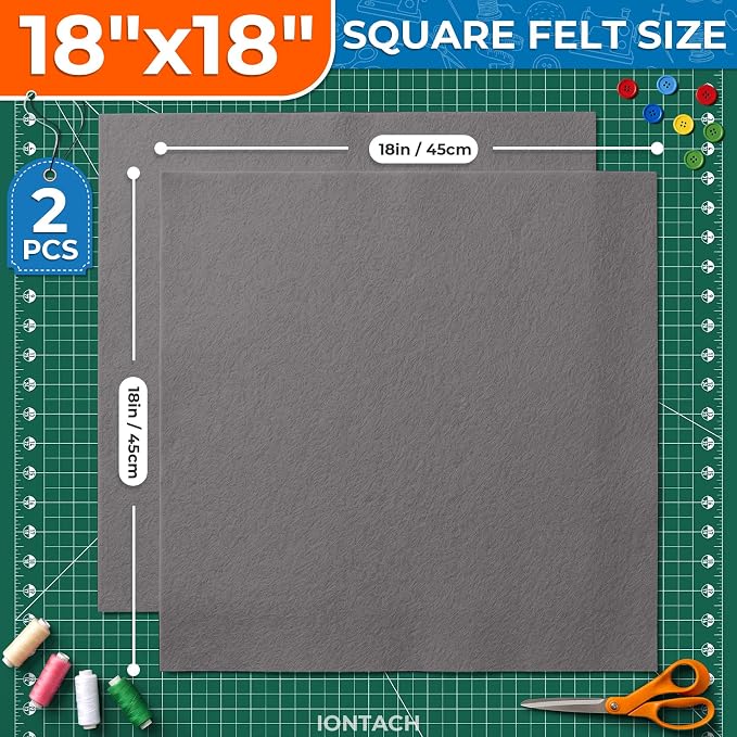 IONTACH 18" X 18" Soft Felt Sheets 1.6mm Thick | Acrylic Felt Fabric Sheets - Image 2