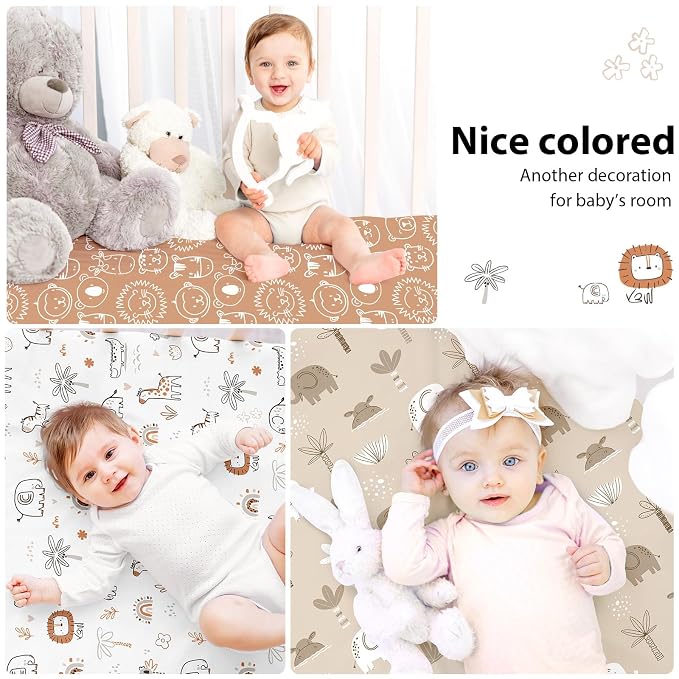 Baby Crib Sheets for Boys and Girls, 3 Pack Toddler Bed Sheets for 52”x28” - Image 6