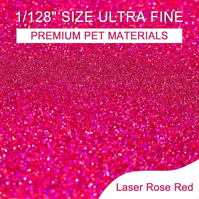 Ceya 3.8oz/ 110g Holographic Ultra Fine Glitter Powder Laser Rose Red Glitter - Image 2