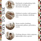 Patchwork Cotton Fabric Panel 61 x 36.6 Inches, Christmas Botanical Squares - Image 9