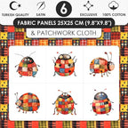 Patchwork Ladybug Cotton Fabric Panel – 6 Designs + Bonus Sheet 29.5×19.6 inch - Image 3