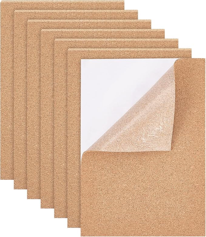 BENECREAT 6 Pack 11.5x8.2" Self-Adhesive A4 Cork Sheets Rectangle Coaster Cork by BENECREAT