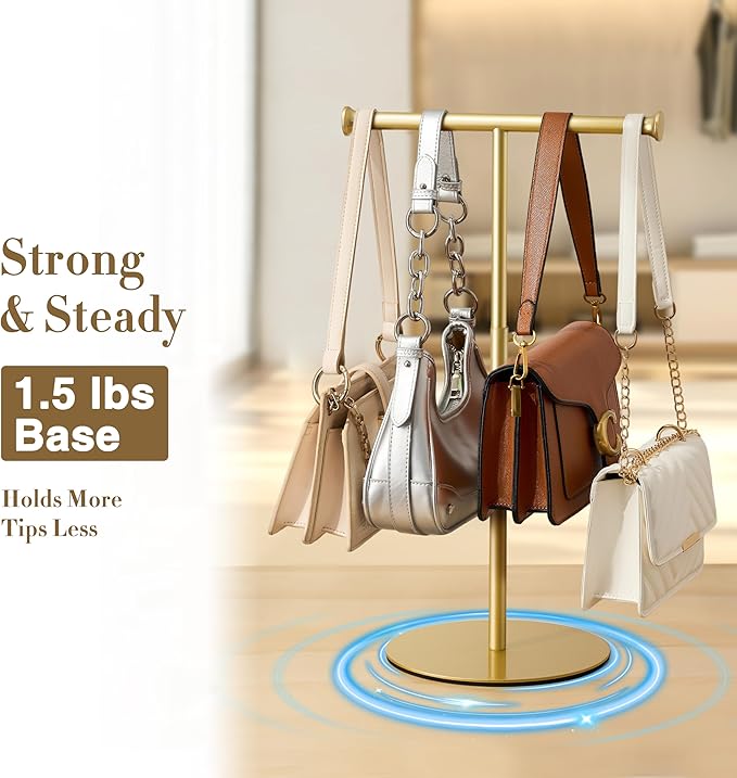 niffgaff T Bar Purse Display Stand Tabletop: Adjustable Height Handbag Holder - Image 5