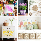 9pcs Large Flower Stencils for Painting on Wall Dasiy Flower Stencils for - Image 6