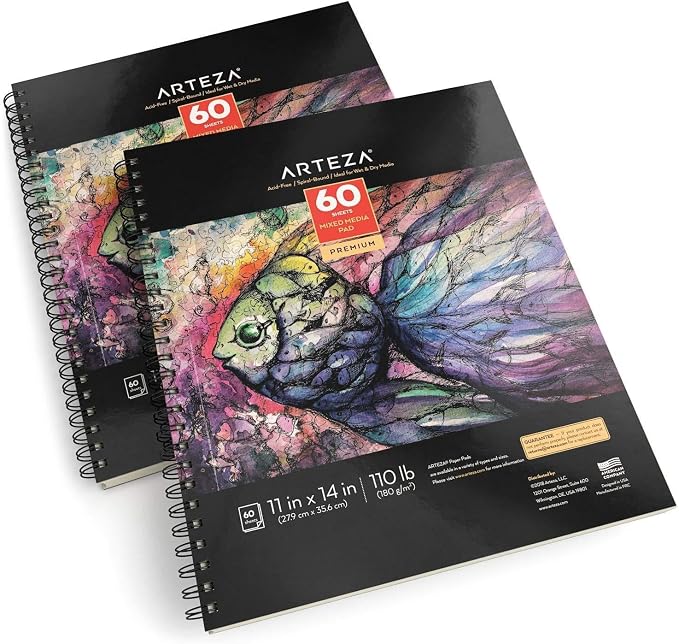 ARTEZA Mixed Media Sketchbook, 11x14 Inches – 2-Pack, 60 Spiral-Bound Sheets - Image 5