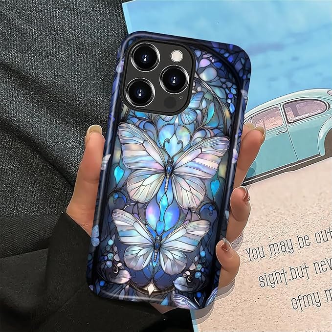 ZHEGAILIAN Case for iPhone 16 Pro, Stained Glass Butterfly Aesthetic Durable - Image 5