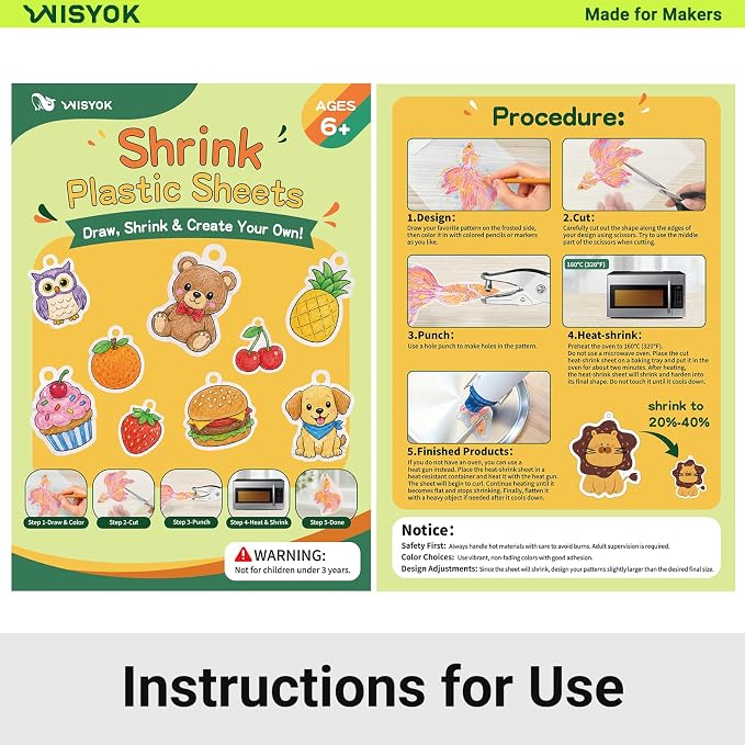 WISYOK 161Pcs Shrinky Film Kit, Shrink Plastic Sheets kit - Image 2