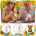Hollowfly 2 Pack Ready to Paint Your Own Sunflower Highland Cow Statue Spring - Image 5