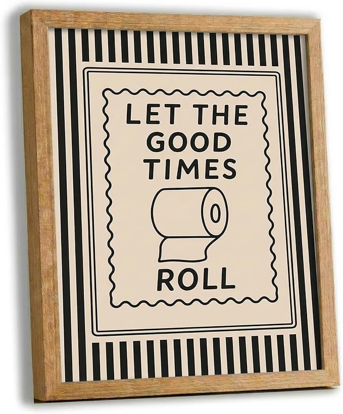 Funny Bathroom Decor Framed Canvas Wall Art, Let The Good Times Roll Toilet by Unknown