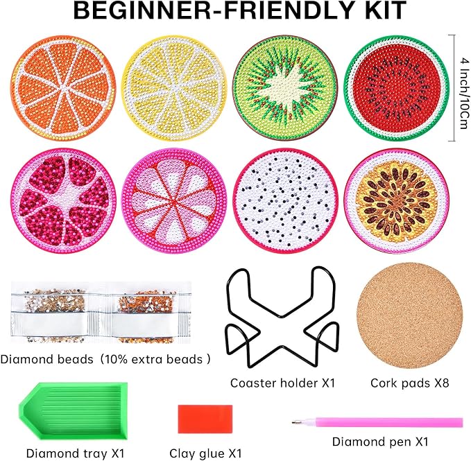 Fruit Diamond Art Painting Coasters Kit - Image 2