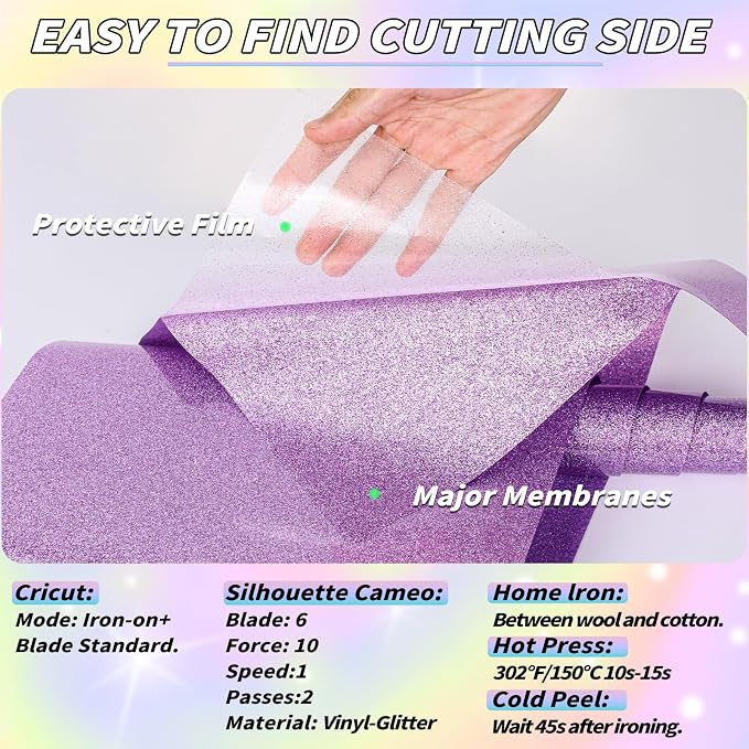 20 Pack Glitter HTV Vinyl 12" x 5FT Heat Transfer Iron On Vinyl Bundle | 20 - Image 3