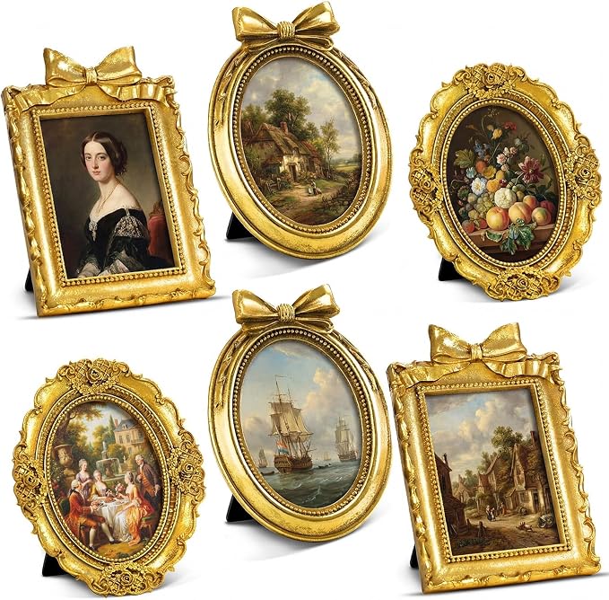 Vicenpal 3 Pcs Tiny Picture Ornate Frames 5 x 7 Inch Small Vintage Oval Picture by Vicenpal