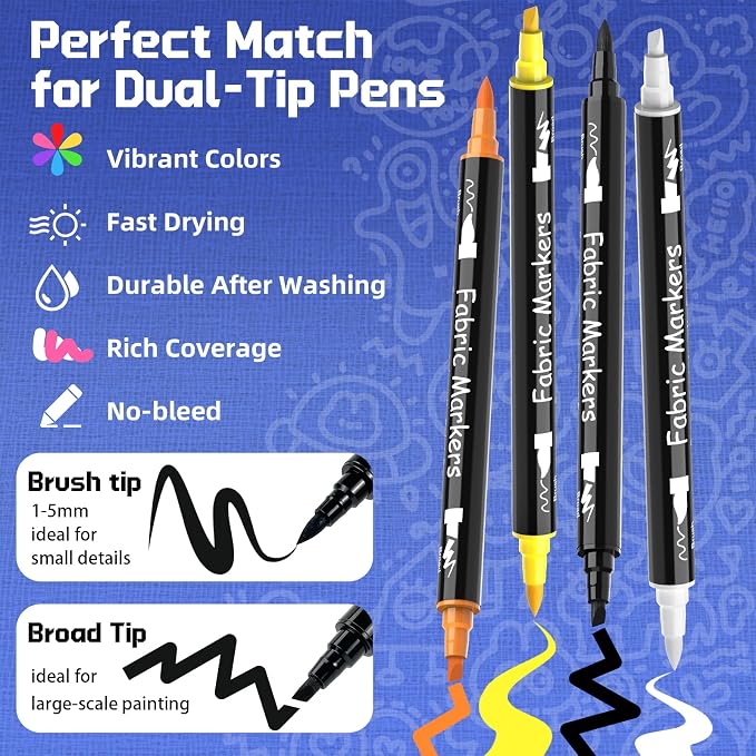 Swemos 10 Fabric Markers, Fabric Paint Permanent - Image 2